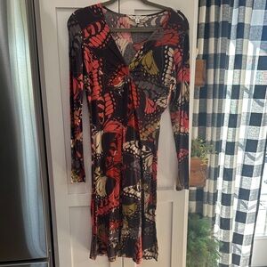 CAbi Multicolor Butterfly Long Sleeve Dress